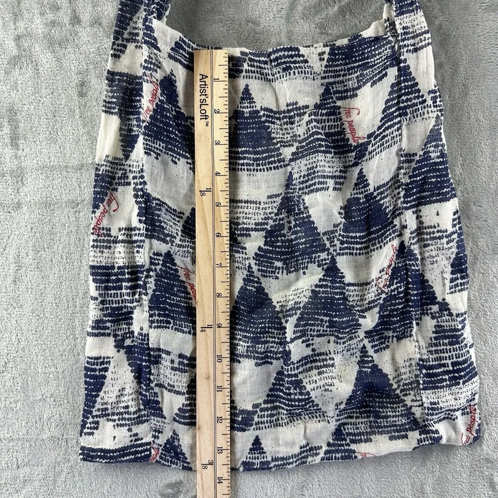 Free People Linen Shoulder Bag Reusable HoBo Tote Boho Lightweight Geometric